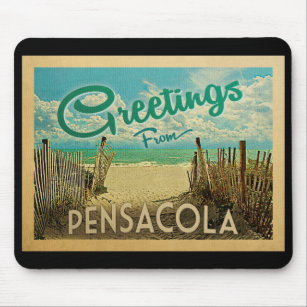 Pensacola Beach Vintage Travel Mouse Mat