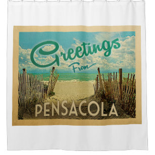 Pensacola Beach Vintage Travel Shower Curtain