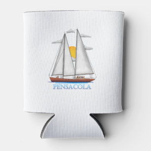 Pensacola Coastal Nautical Sailing Sailor Can Cooler