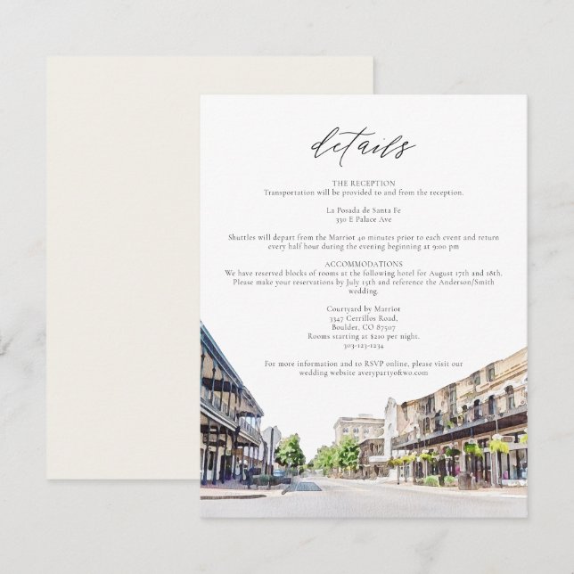 PENSACOLA Downtown Watercolor Florida Details Card (Front/Back)