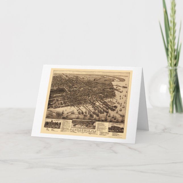 Pensacola, FL Panoramic Map - 1885 Card (Front)