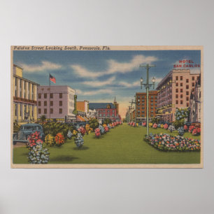 Pensacola, FL - South View of Palafox Poster