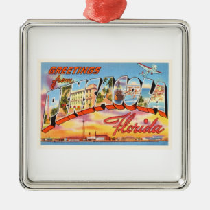 Pensacola Florida FL Old Vintage Travel Souvenir Metal Tree Decoration