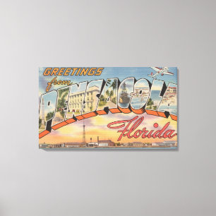 Pensacola, Florida - Large Letter Scenes Canvas Print