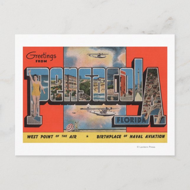 Pensacola, Florida - Large Letter Scenes Postcard (Front)