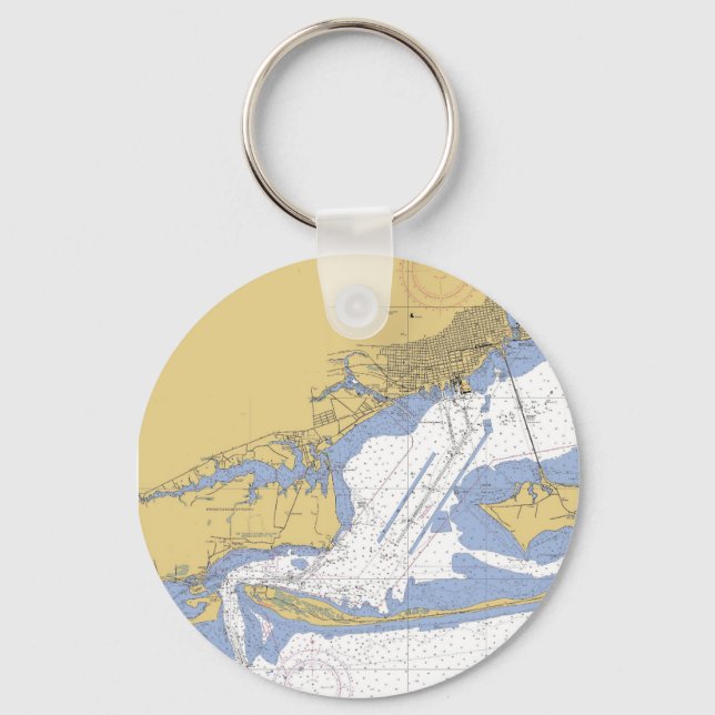 Pensacola, Florida Nautical Harbour Chart Keychain (Front)