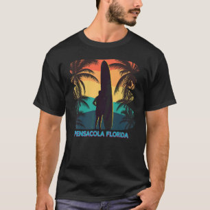 Pensacola Florida Palm Tree Surfboard Surfer Surfi T-Shirt