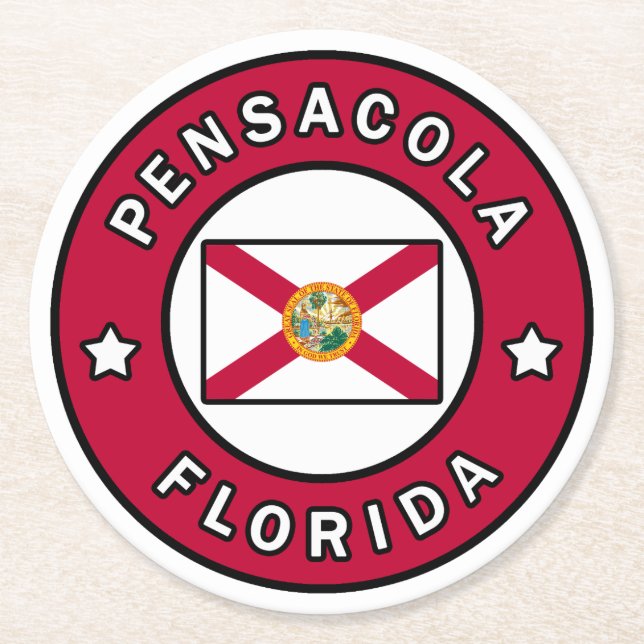 Pensacola Florida Round Paper Coaster (Front)