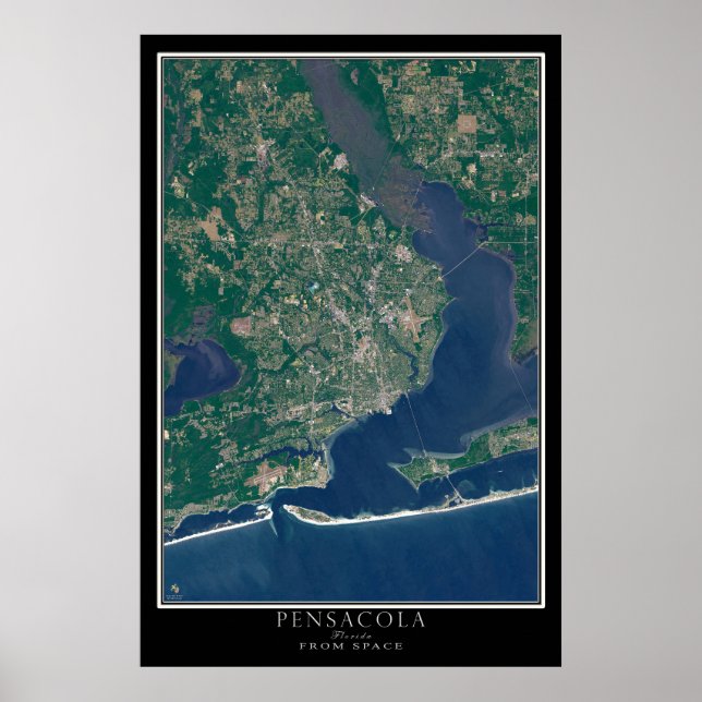 Pensacola Florida Satellite Poster Map (Front)