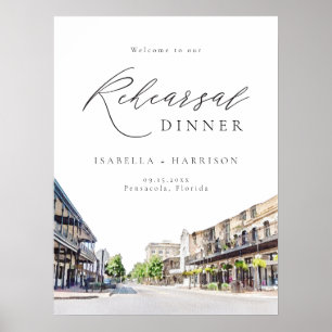 Pensacola Florida Skyline Wedding Welcome Poster