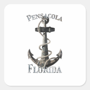 Pensacola Florida Vacation Nautical Anchor Sailing Square Sticker