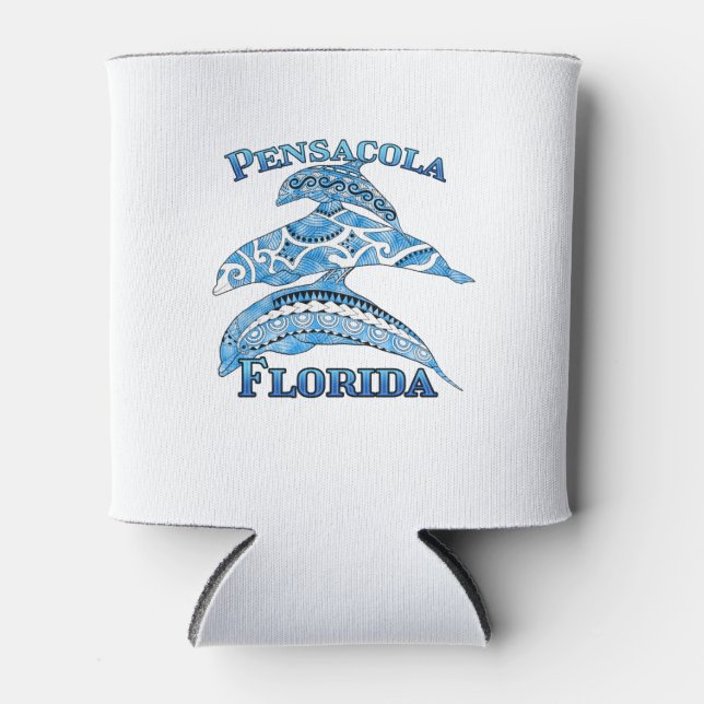 Pensacola Florida Vacation Tribal Dolphins Can Cooler (Front)