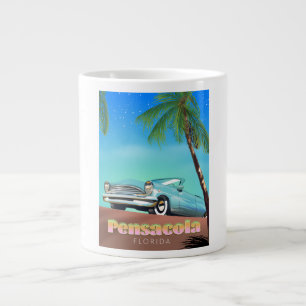 Pensacola, florida vintage style travel poster large coffee mug
