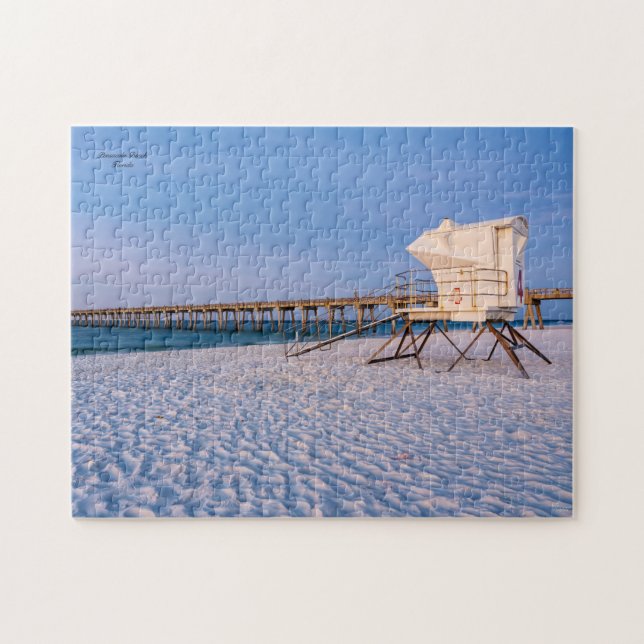 Pensacola Morning Lifeguard Stand And Pier Jigsaw Puzzle (Horizontal)