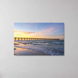 Pensacola Pier Shoreline Sunrise Canvas Print