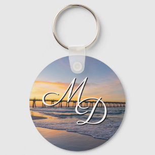Pensacola Pier Shoreline Sunrise Key Chain