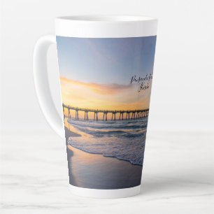 Pensacola Pier Shoreline Sunrise Latte Mug
