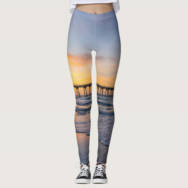 Pensacola Pier Shoreline Sunrise Leggings (Front)