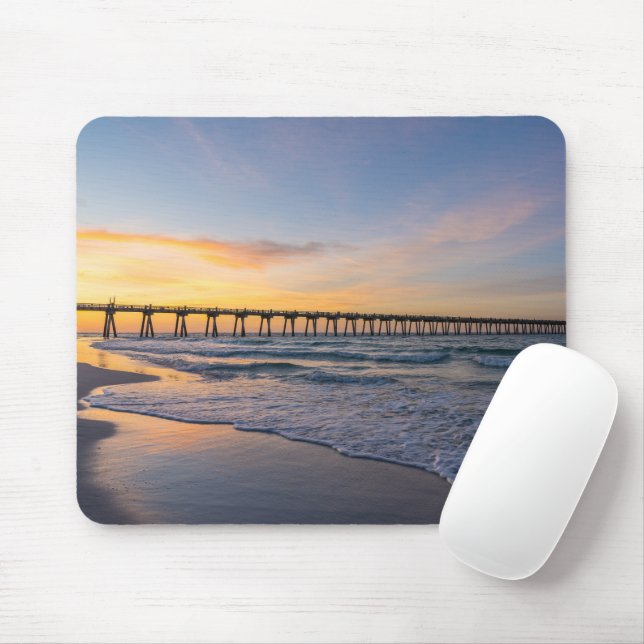 Pensacola Pier Shoreline Sunrise Mousepad (With Mouse)