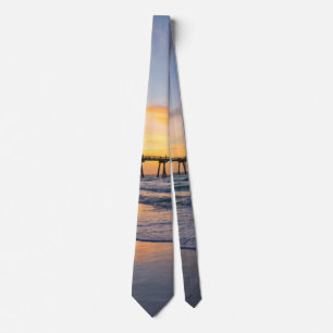 Pensacola Pier Shoreline Sunrise Neck Tie