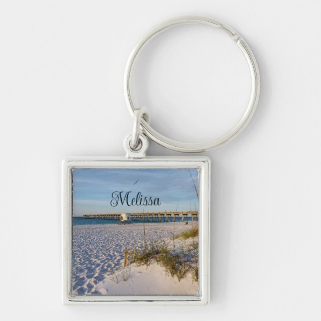 Pensacola Sand Dunes Pier Morning Keychain (Front)