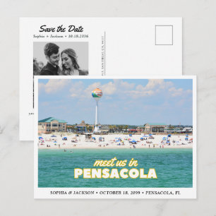 Pensacola Save the Date Retro Wedding Postcard