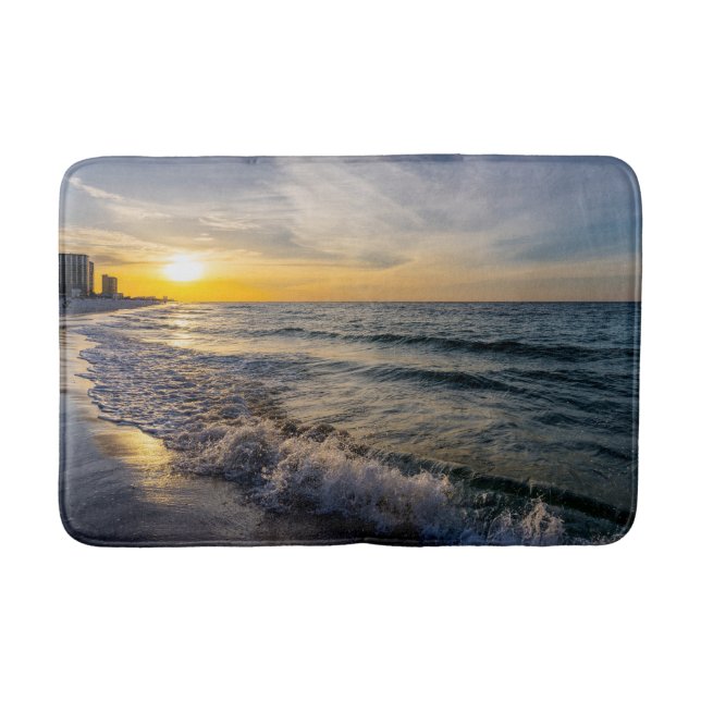 Pensacola Splashing Waves Sunrise Bath Mat (Front)