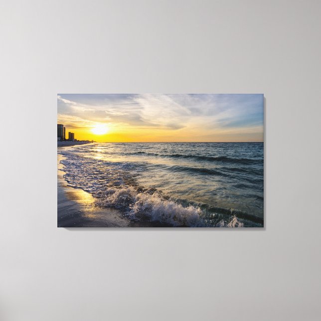 Pensacola Splashing Waves Sunrise Canvas Print (Front)