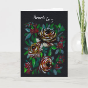 Pensando en Ti Tarjeta de Condolencias Floral Card