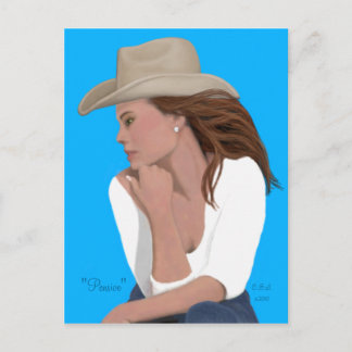 "Pensive" Cowgirl Postcard
