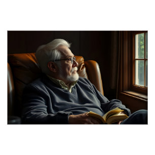 Pensive Elderly Solitude Poster