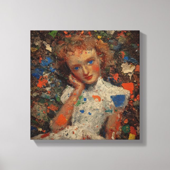 Pensive Girl Portrait | expressionism  Canvas Print (Front)