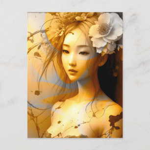 Pensive Japanese Girl Postcard