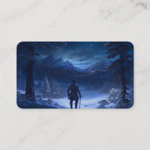 Pensive Knight of the Winter Wonderland Bookmark Business Card