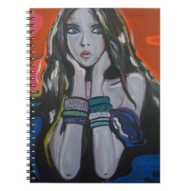 Pensive Muse:Modern Acrylic Portrait Notebook (Front)