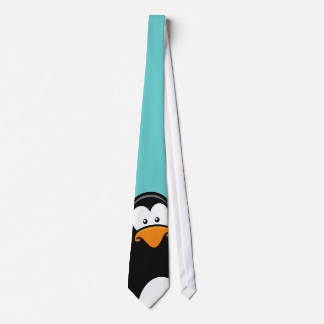 Pensive Penguin | Blue Teal Tie (Front)