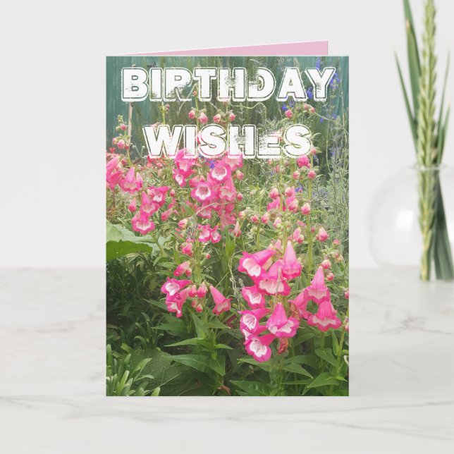 Penstemon Flower Garden floral Happy Birthday Card (Front)