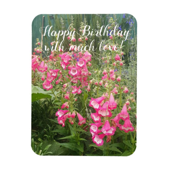 Penstemon Flower Garden floral Happy Birthday Magnet (Vertical)