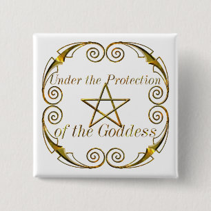 Pentacle Gold, Under the Protection of the Goddess 15 Cm Square Badge