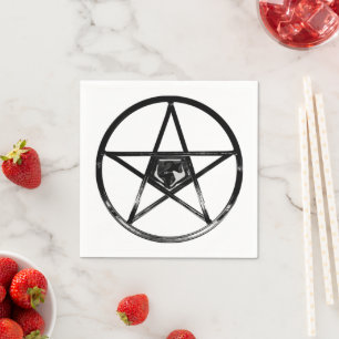 Pentacle Jewel Simple Pewter Pentagram Gemstone Napkin