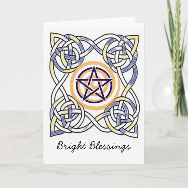 Pentacle knotwork pattern blessings card (Front)
