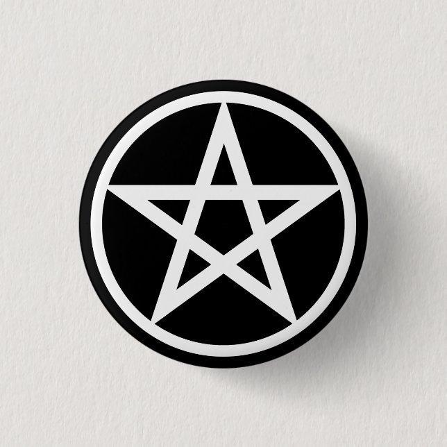 Pentacle Large on Blk 3 Cm Round Badge (Front)