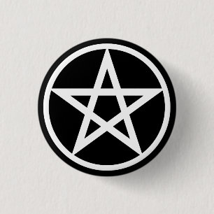 Pentacle Large on Blk 3 Cm Round Badge