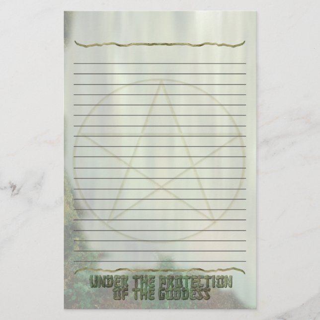 Pentacle, Lined, Protection of the Goddess Stationery (Front)