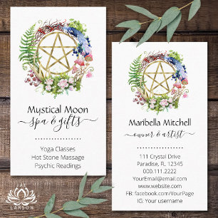 Pentacle Nature Wreath Flowers Boho  Business Card