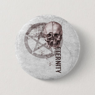 Pentacle Skull 6 Cm Round Badge