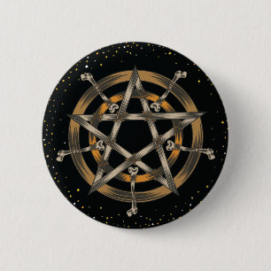 Pentacle with Bones Button