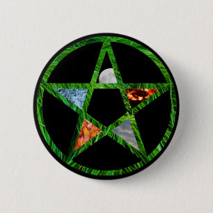 Pentacle with Elements 6 Cm Round Badge