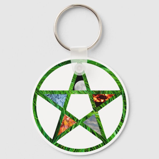 Pentacle with Elements Key Ring (Front)