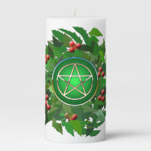 Pentacle with Holly Wreath